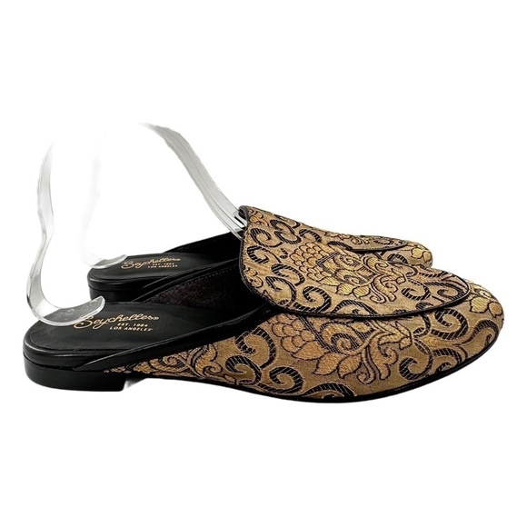 Seychelles wildernes flats size 11 gold metallic tapestry floral festival mules - Picture 12 of 12
